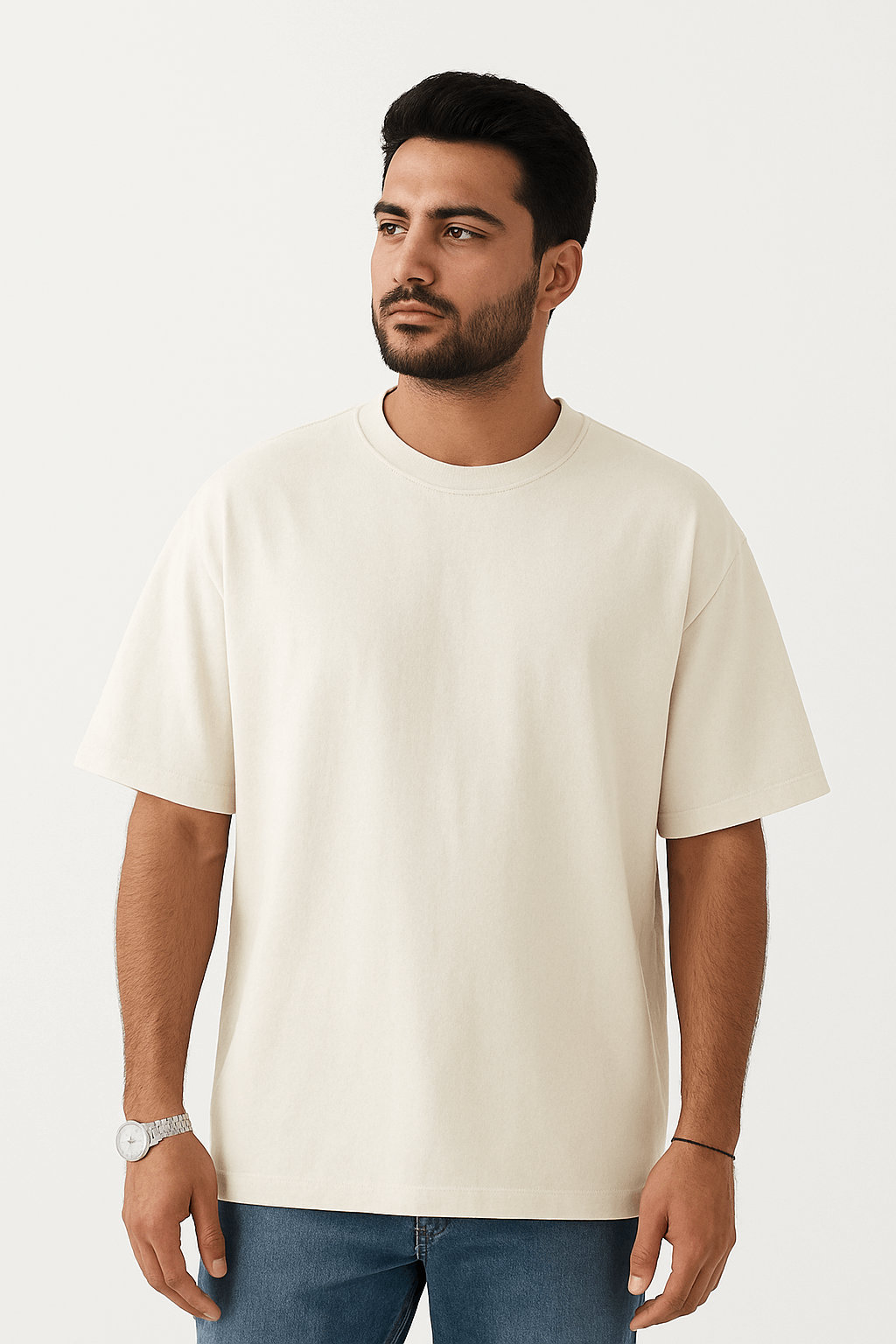 Clean Off-White Oversize T-Shirt - Soft Cotton Relaxed Tee