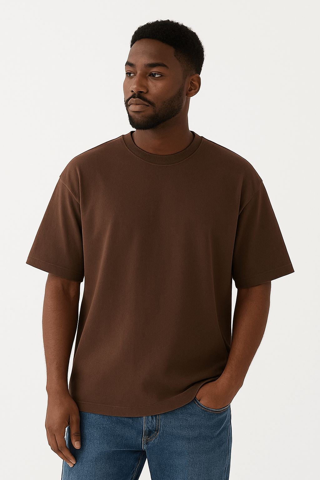 Rich Brown Oversize T-Shirt - Modern Earth Tone Comfort Tee